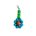Colorful beaded keychain in the shape of a blue flower with a transparent background