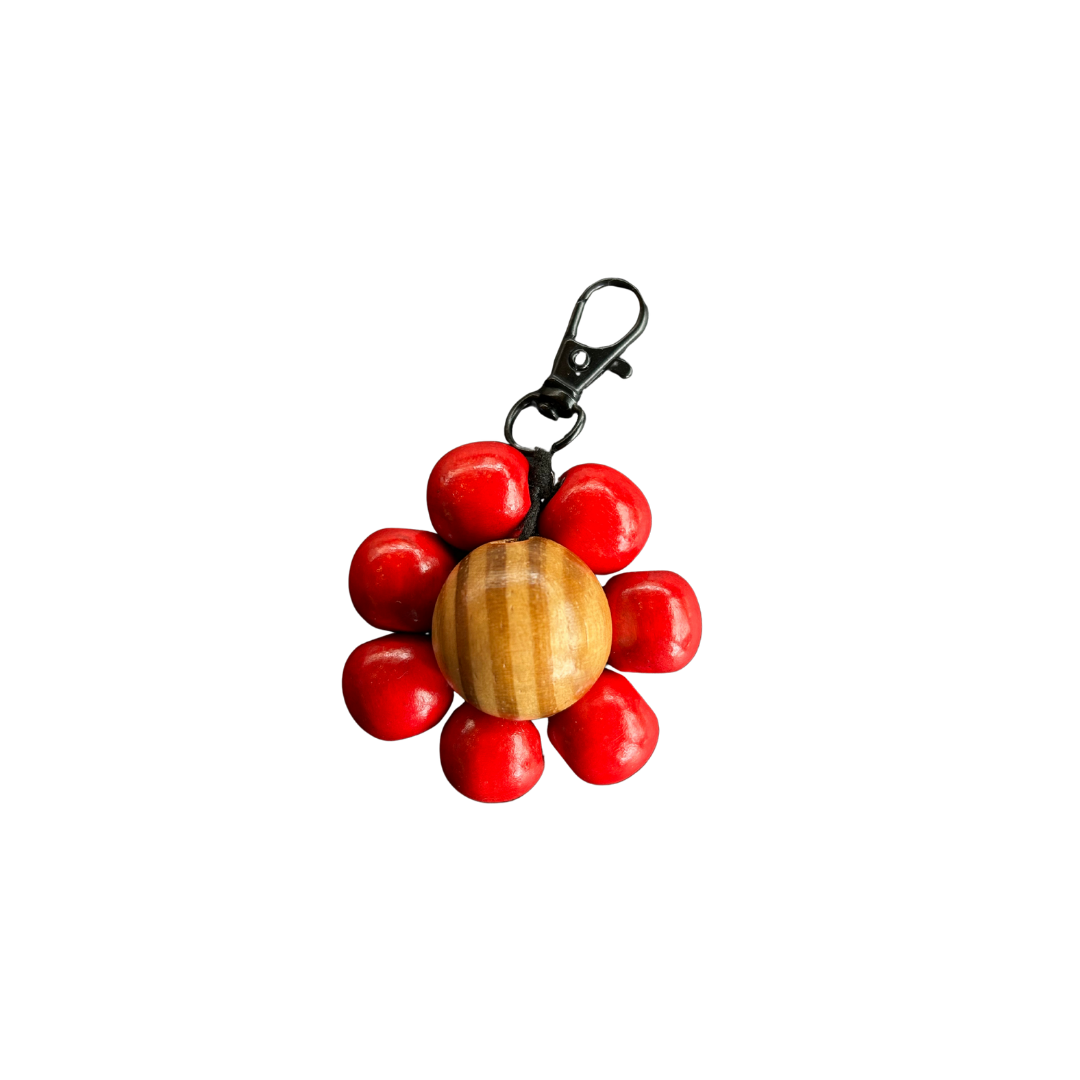rambutan red flower keychain