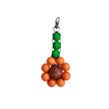 Colorful beaded keychain with a metal clasp on a white background