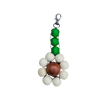 Keychain with green, white, and brown beads on a white background